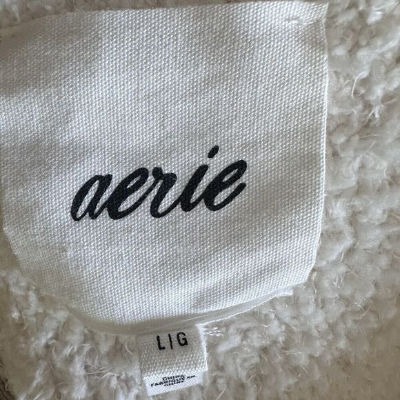 Aerie Oversized Cozy Cardigan Sweater Jacket Women’s Size L Cream Tan - Picture 7 of 12